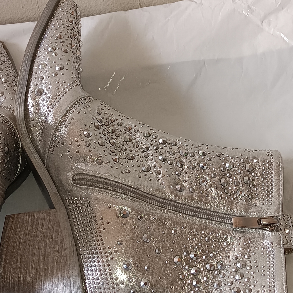 Silver Rhinestone Ankle Boots - Picture 6 of 8